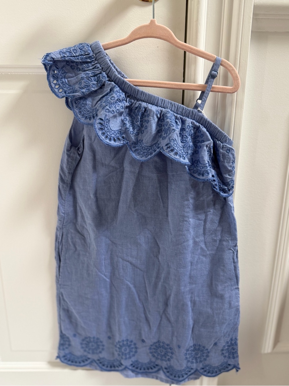 Vineyard Vines Blue One-Shoulder Eyelet Dress